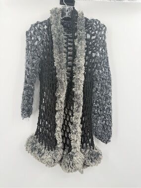 Lindsey Jean Marie Crochet Black Gray Flip Sweater